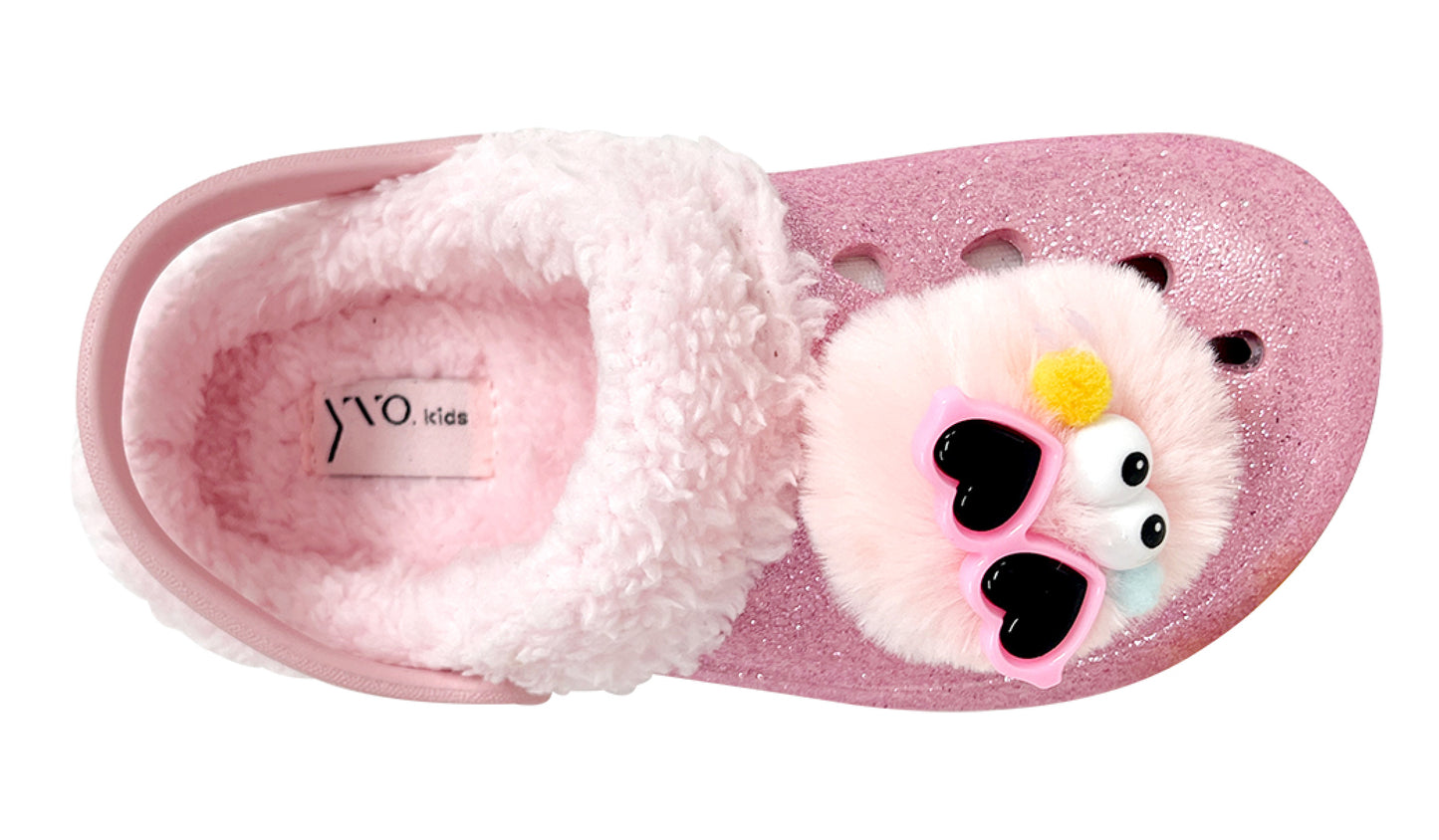 Kid's Fur Clog with Charm